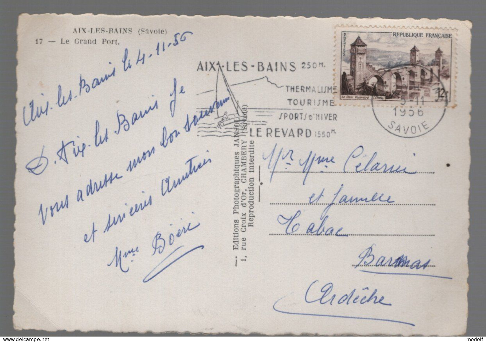 CPSM Dentelée - 73 - Aix-les-Bains - Le Grand Port - Circulée En 1956 - Aix Les Bains