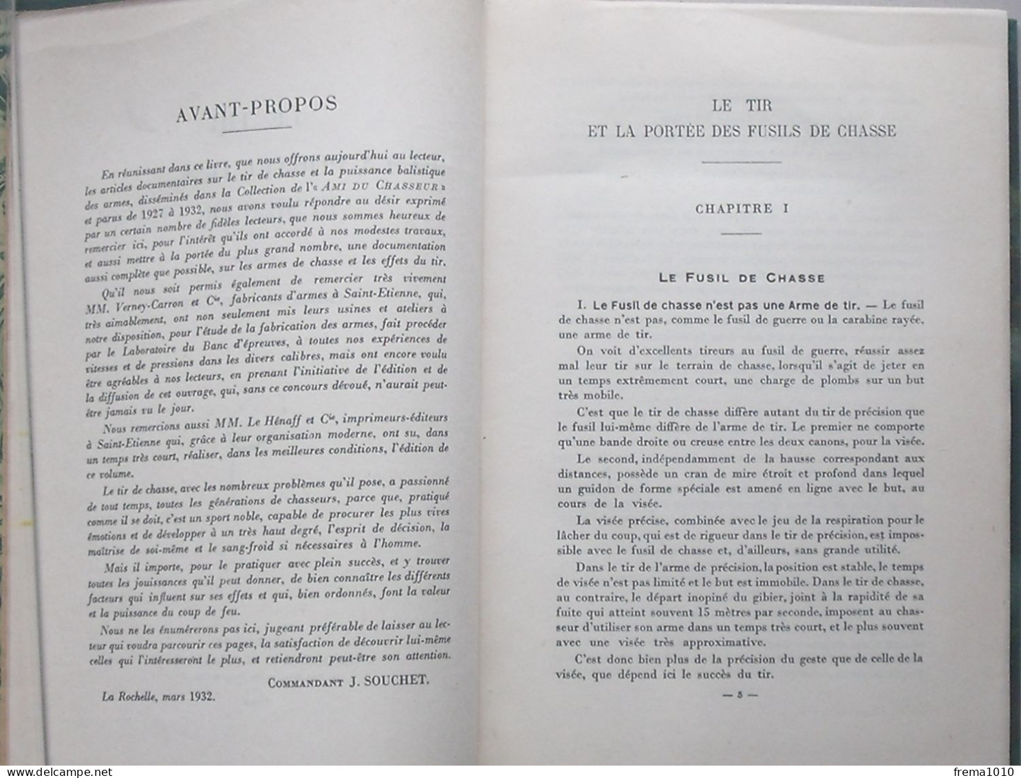 "LE TIR ET LA PORTEE DES FUSILS DE CHASSE" Livre De 1932 De SOUCHET - Imp. HENAFF à SAINT-ETIENNE - Caccia/Pesca