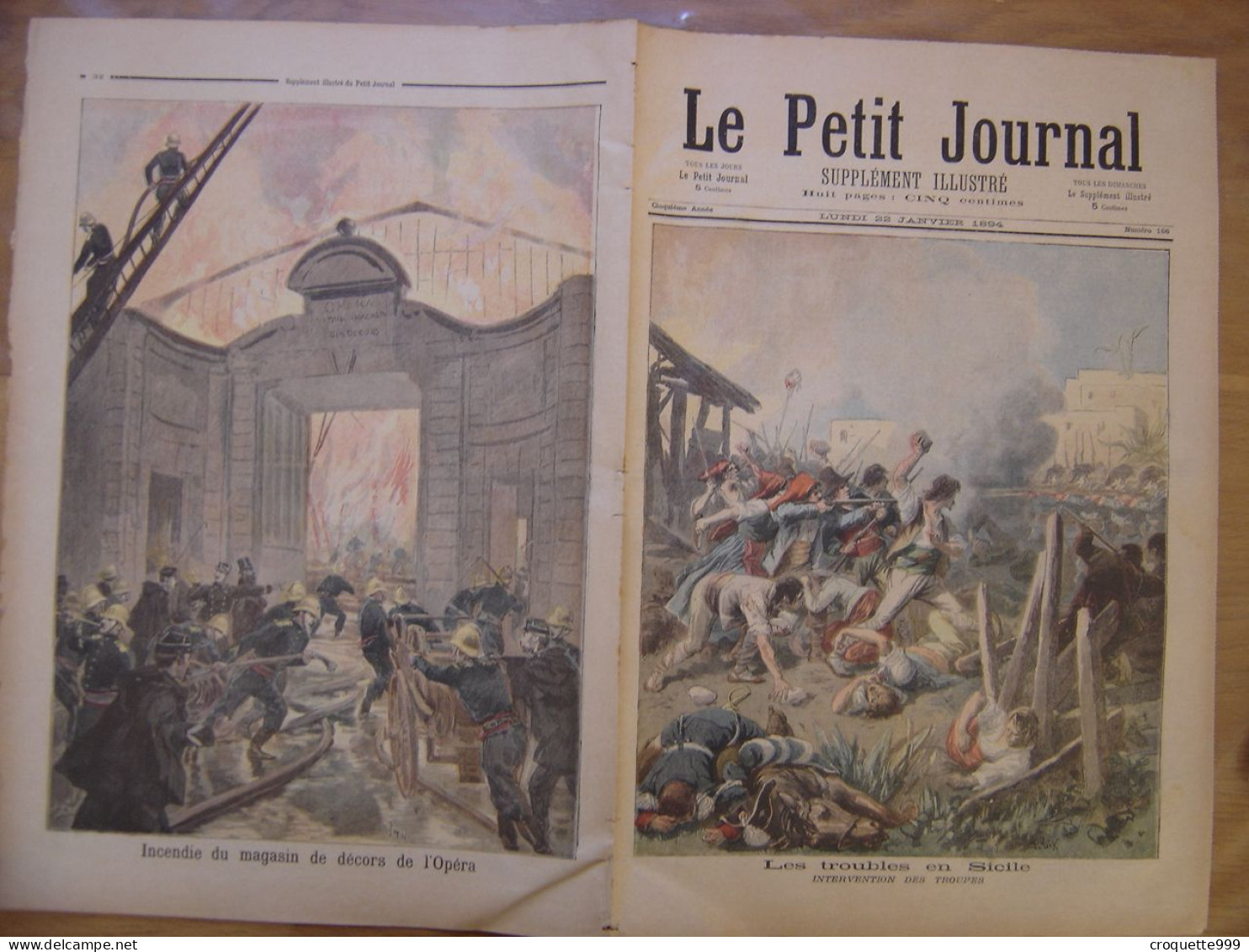 1894 LE PETIT JOURNAL 166 Les Troubles En Sicile, Incendie Opéra - 1850 - 1899