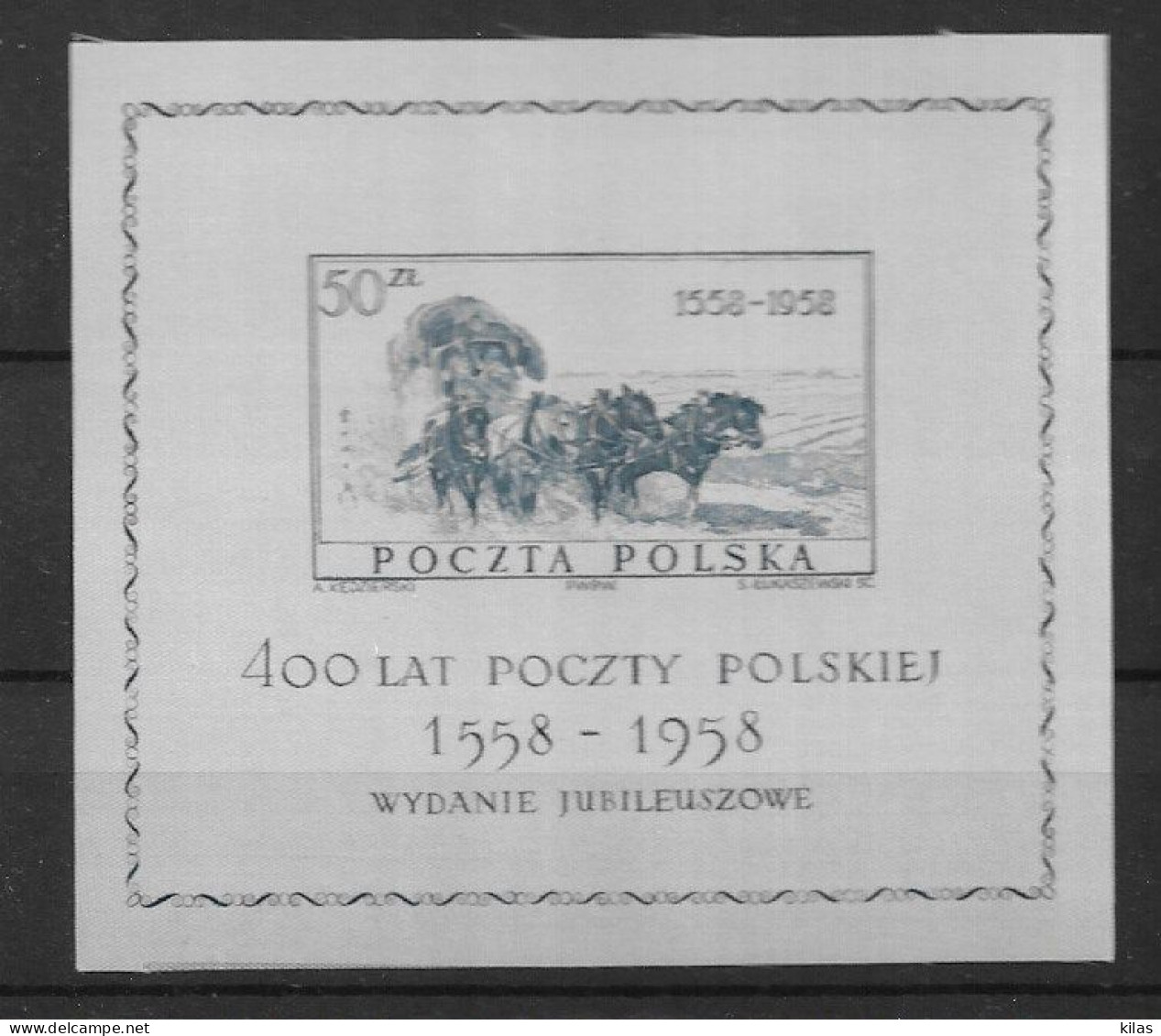 POLAND 1958 400 Years Of Polish Post MNH - Blocs & Feuillets