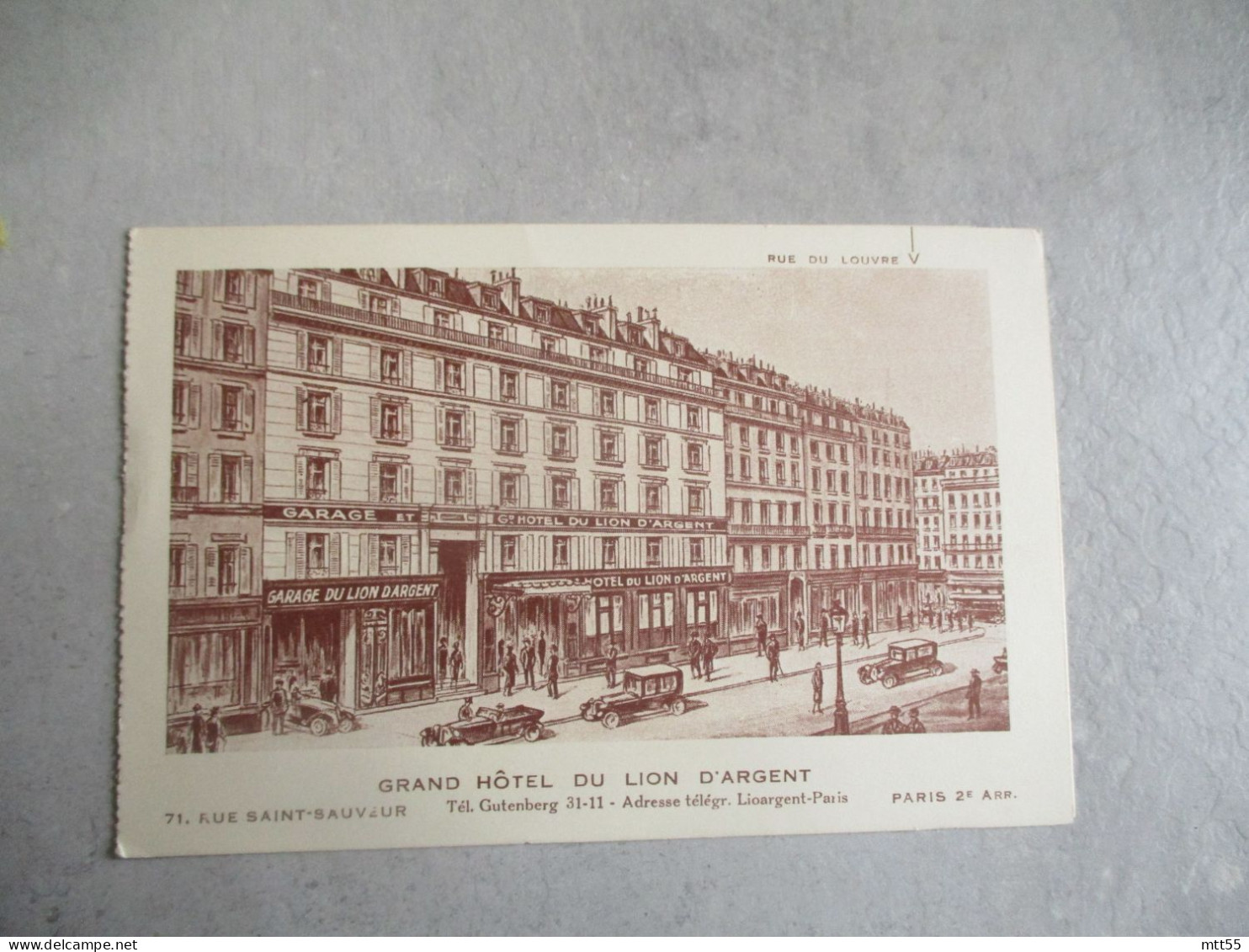 GRAND HOTEL LION D ARGENT RUE SAINT SAUVEUR PARIS 2 CARTE PUBLICITE PUBLICITAIRE ILLUSTRATEUR TARIF - Publicidad