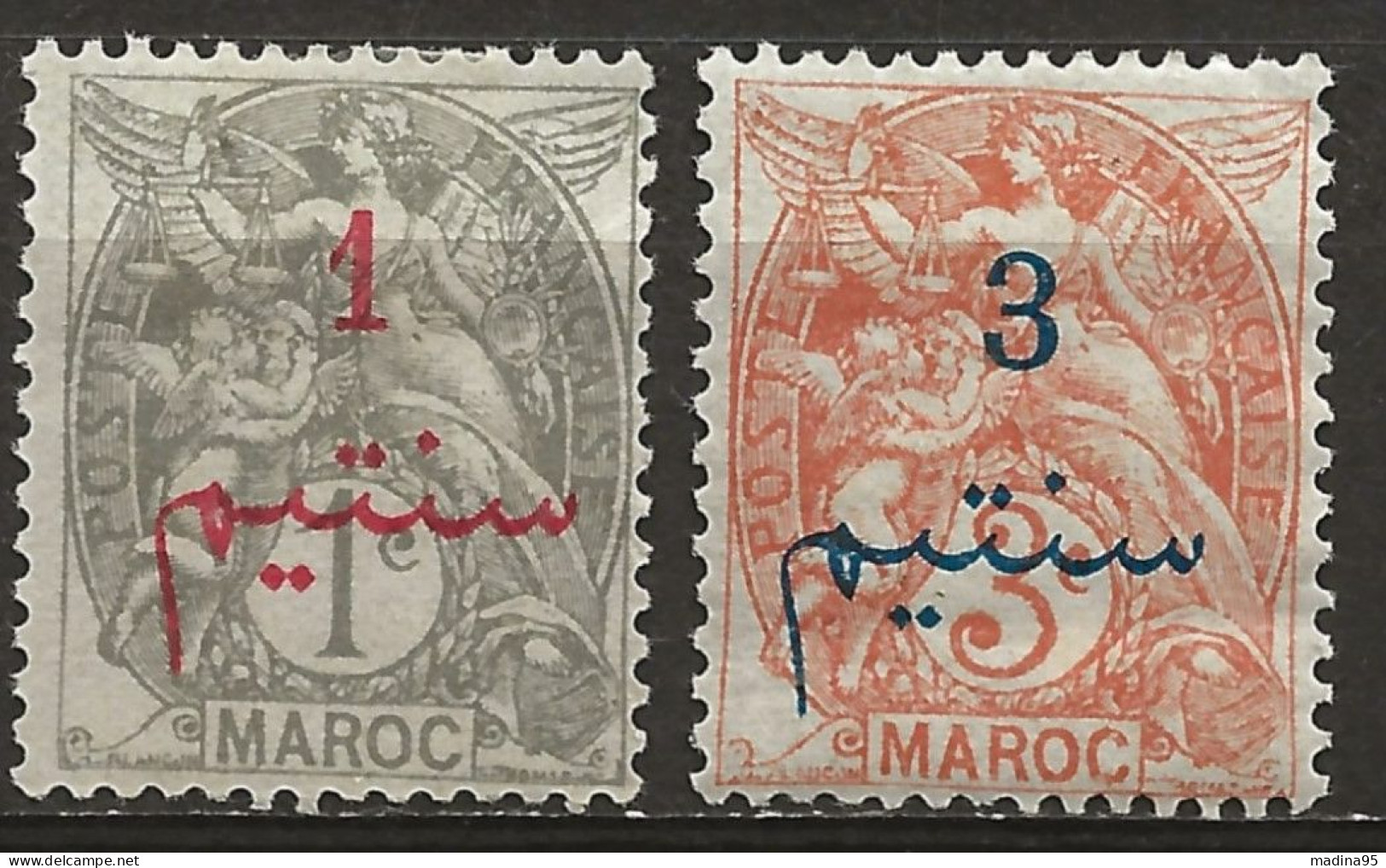 MAROC Colo:, *, N° YT 25 Et 27, Frtes Ch., B - Unused Stamps