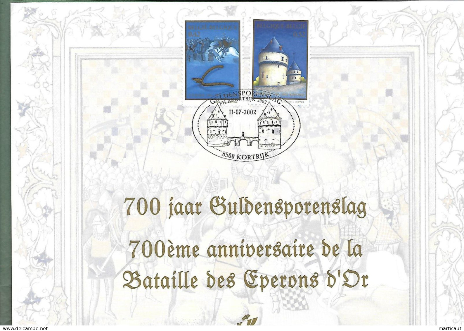 HK 3088 -  Belgique Guldensporenslag - Année 2002 - Cartas Commemorativas - Emisiones Comunes [HK]
