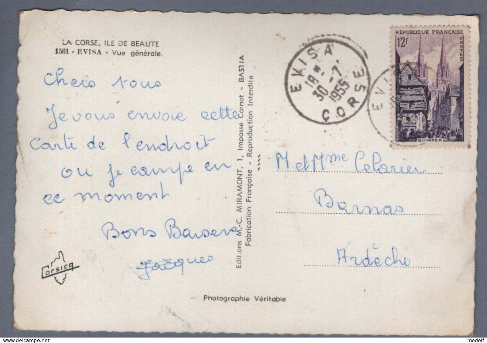 CPSM Dentelée - 20-2A - Evisa - Vue Générale - Circulée En 1955 - Autres & Non Classés