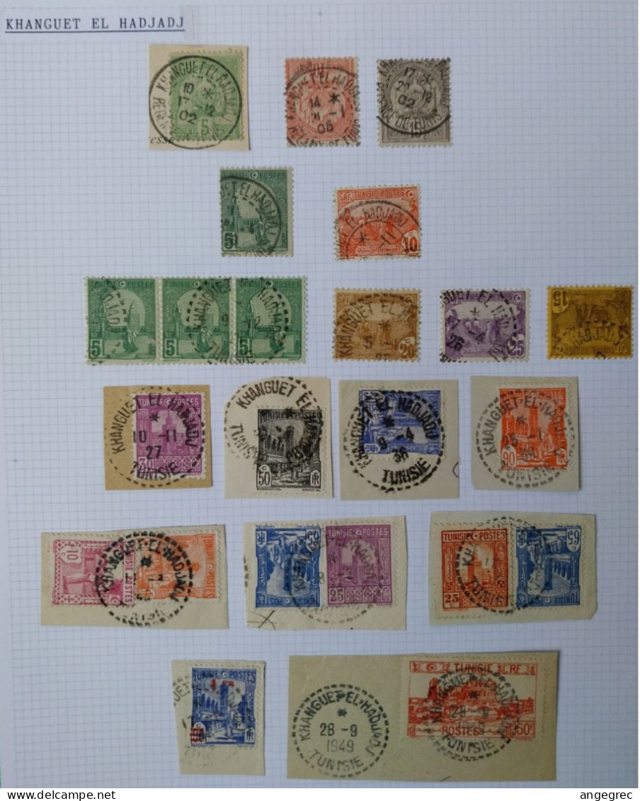 Tunisie Lot Timbre Oblitération Choisies Khanguet El Hadjadj  Dont Fragment Et Cachet Perlé à Voir - Used Stamps