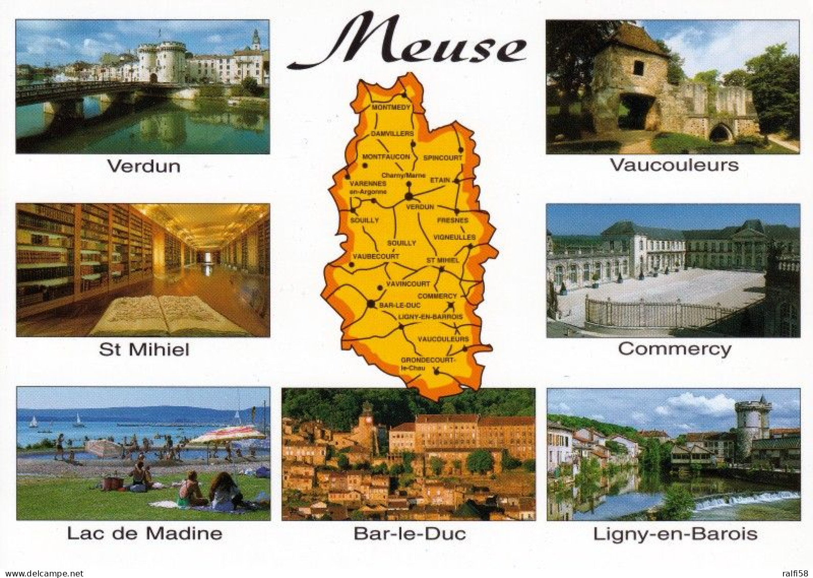 1 Map Of France * 1 Ansichtskarte Mit Der Landkarte Und Sehenswürdigkeiten - Département Meuse - Ordnungsnummer 55 * - Cartes Géographiques