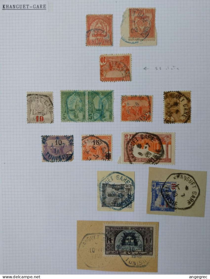 Tunisie Lot Timbre Oblitération Choisies Khanguet Gare  Dont Fragment Et Cachet Bleu à Voir - Used Stamps