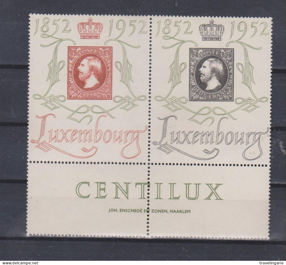 Luxemburg 1952 CENTILUX Pair MNH ** - Sellos Sobre Sellos