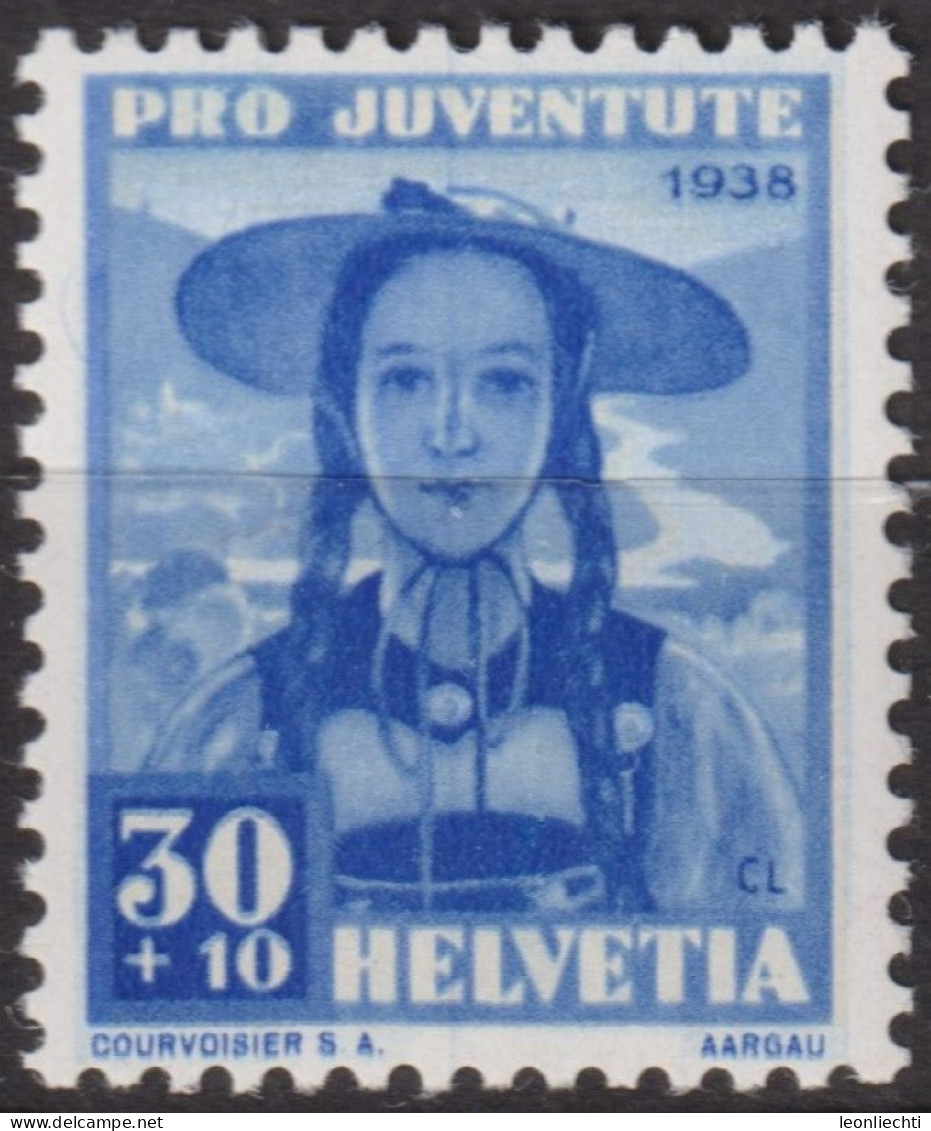 1938 Schweiz / Pro Juventute ** Zum:CH J88, Mi:CH 334, Yt:CH 319, Trachtenfrau, Aargauerin - Neufs