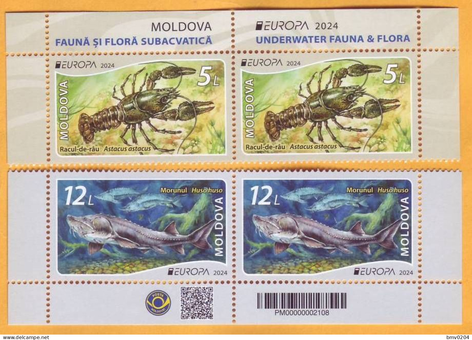 2024 Moldova Europa 2024. Underwater Flora And Fauna. Fish, Beluga, Crayfish 2x2v Mint - Moldawien (Moldau)