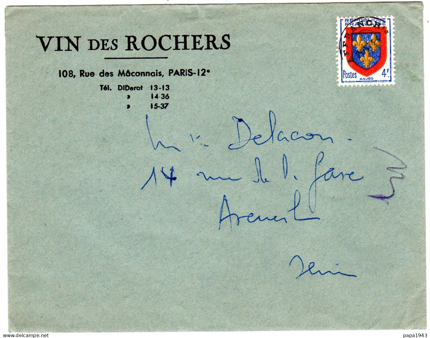 Lettre "  VIN DES ROCHERS " 108  Rue Des Maconnais PARIS 12° - Lettres & Documents