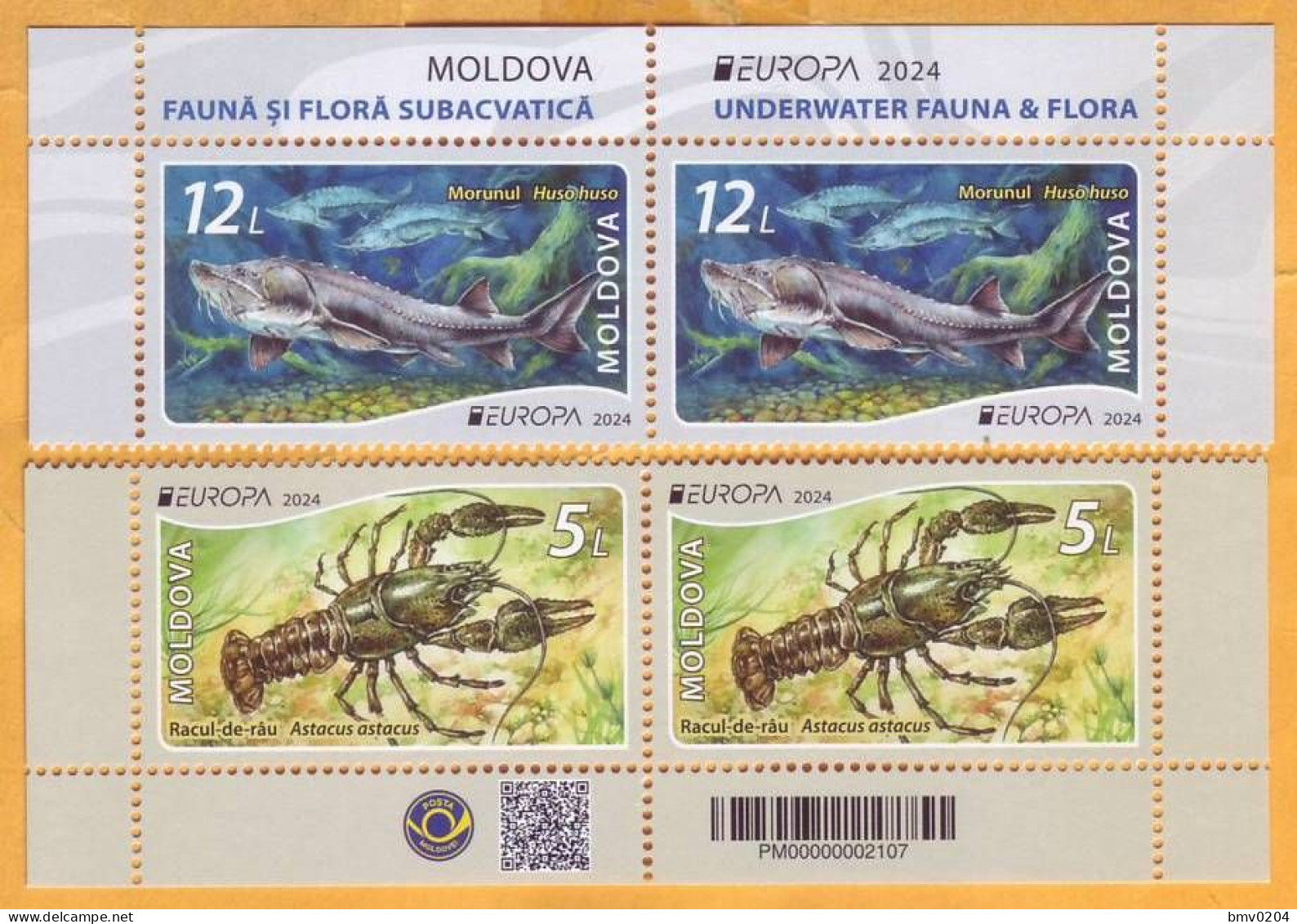 2024 Moldova Europa 2024. Underwater Flora And Fauna. Fish, Beluga, Crayfish 2x2v Mint - Moldavie