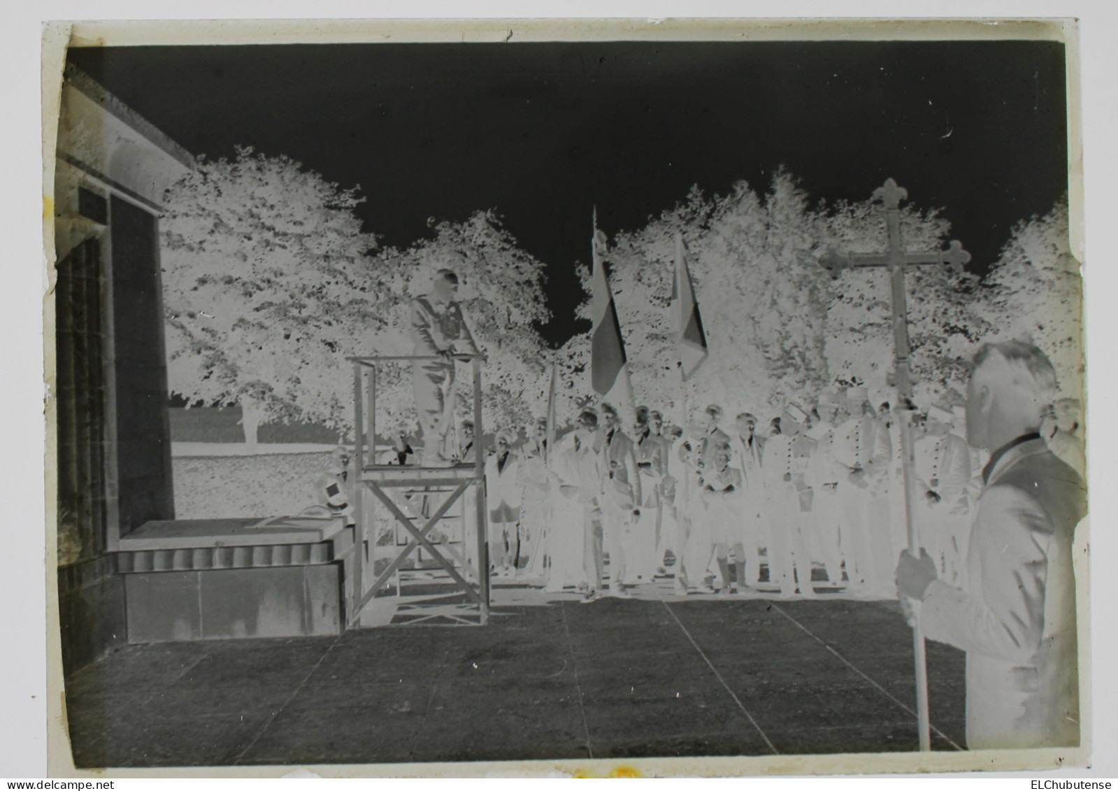 Lot Plaques Verre Négatifs Cérémonie Cimetière Militaire Beaumont-Hamel Hébuterne - Famille Tracteur Somme Années 1930 - Glass Slides