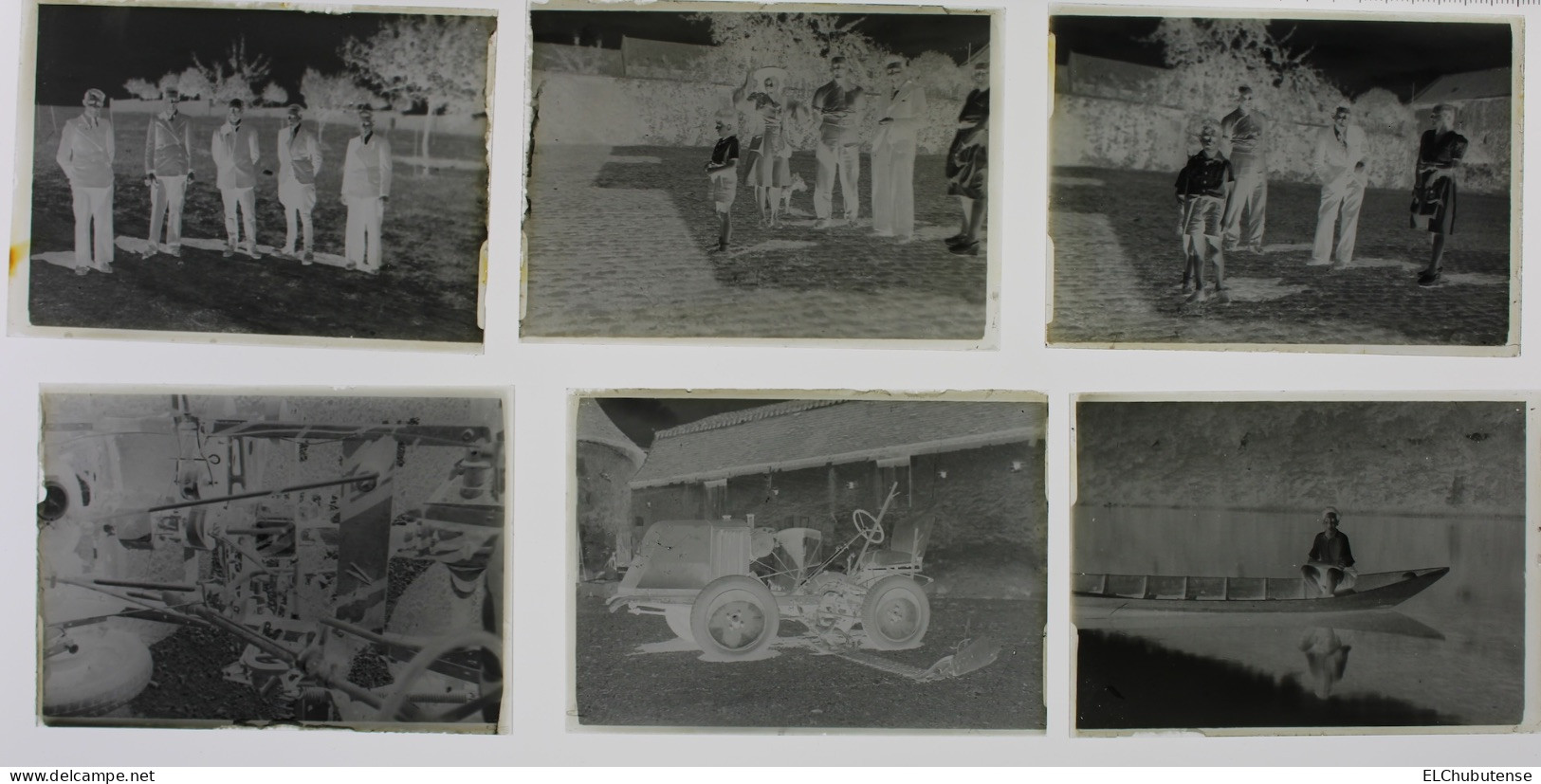 Lot plaques verre négatifs cérémonie Cimetière militaire Beaumont-Hamel Hébuterne - famille tracteur Somme années 1930