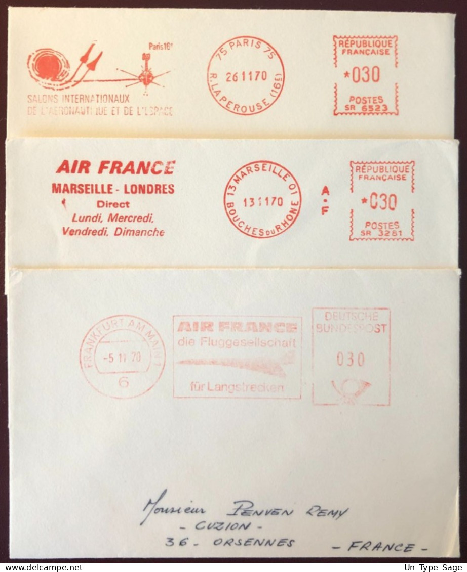 France Lot De 3 Enveloppes Avec Flamme - (W1483) - Autres & Non Classés