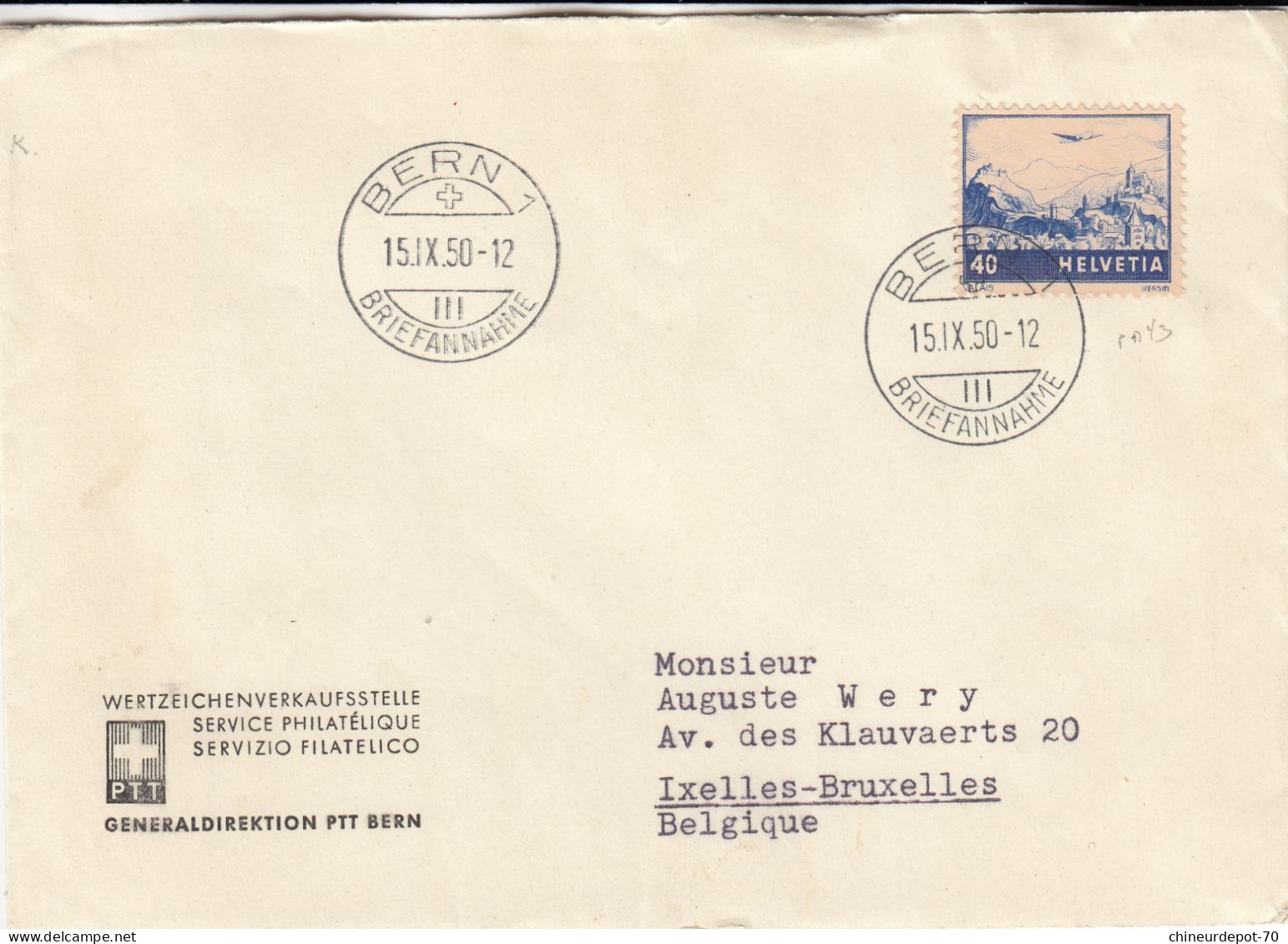 Service Philatelique  Cachet Bern 1950 - Briefe U. Dokumente