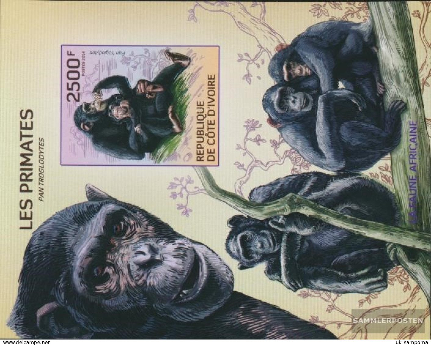 The Ivory Coast Block211B (complete Issue) Ungezähnte Stamps Unmounted Mint / Never Hinged 2014 Monkeys - Costa D'Avorio (1960-...)