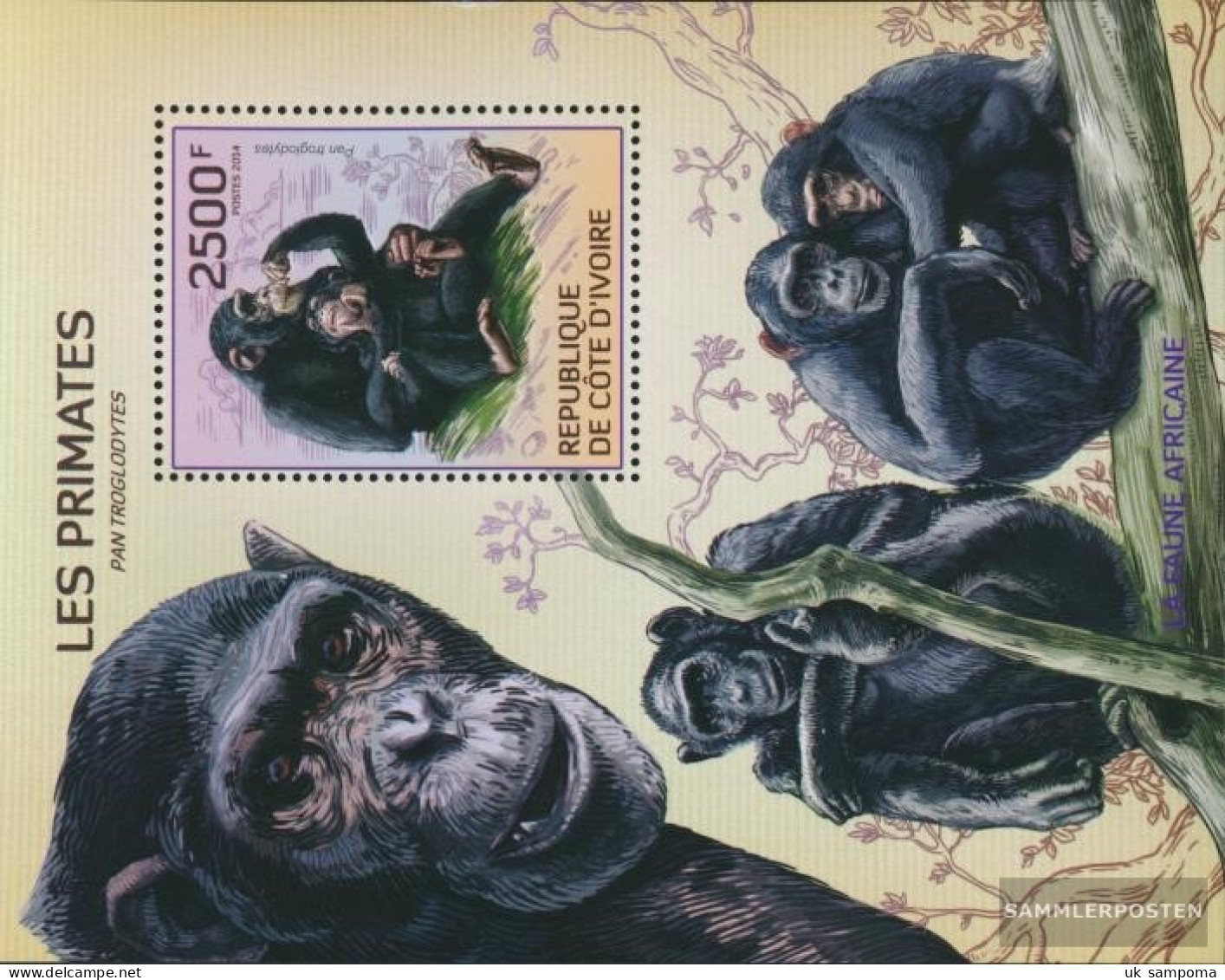 The Ivory Coast Block211a (complete Issue) Unmounted Mint / Never Hinged 2014 Monkeys - Côte D'Ivoire (1960-...)