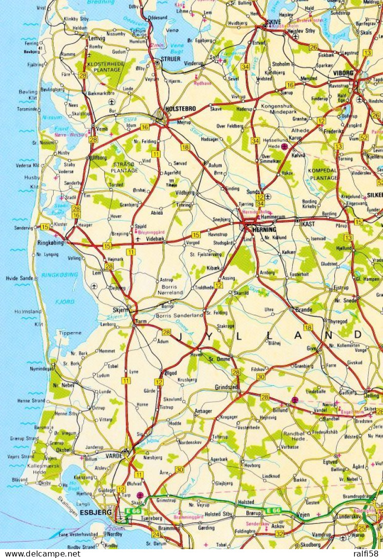 1 Map Of Danmark * 1 Ansichtskarte Mit Der Landkarte - Die Westküste Von Jütland * - Landkaarten