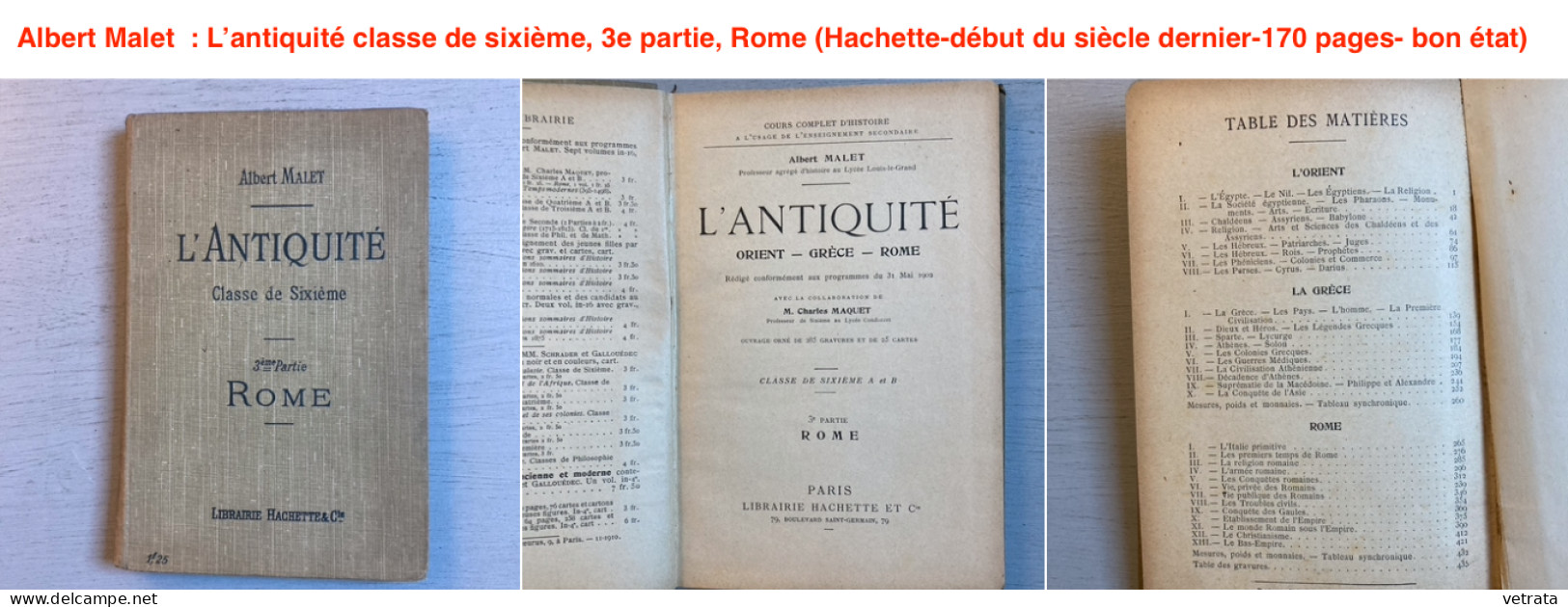 L’ANTIQUITÉ (Orient-Grèce-Rome) : 4 Livres / 2 Revues & 5 Planches Arnaud - 12-18 Years Old