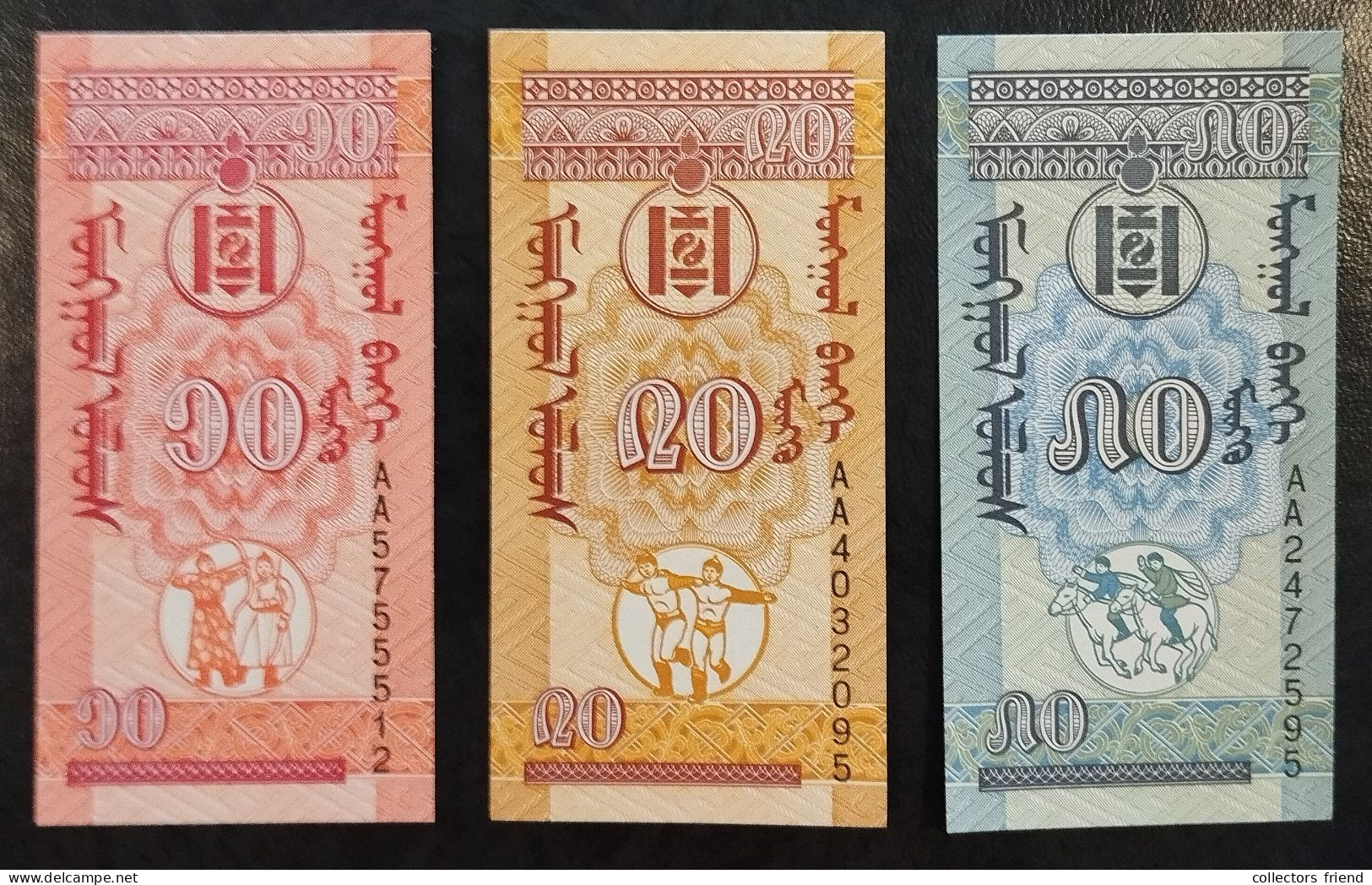 Mongolia - 1993 - 10 + 20 + 50 Möngö - UNC - Népal