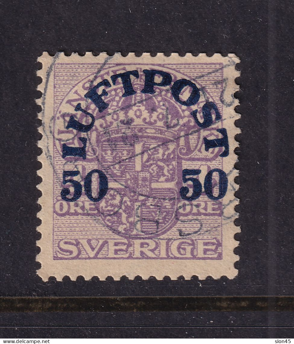 Sweden 1920 Air Mail  50o/4o Overprint Used Sc C3 16075 - Gebruikt