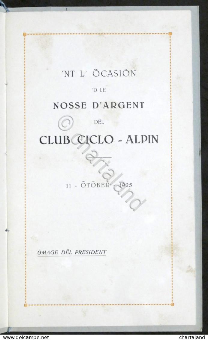 Ciclismo - In Occasione Delle Nozze D'argento Del Club Ciclo Alpino - 1925 - Altri & Non Classificati