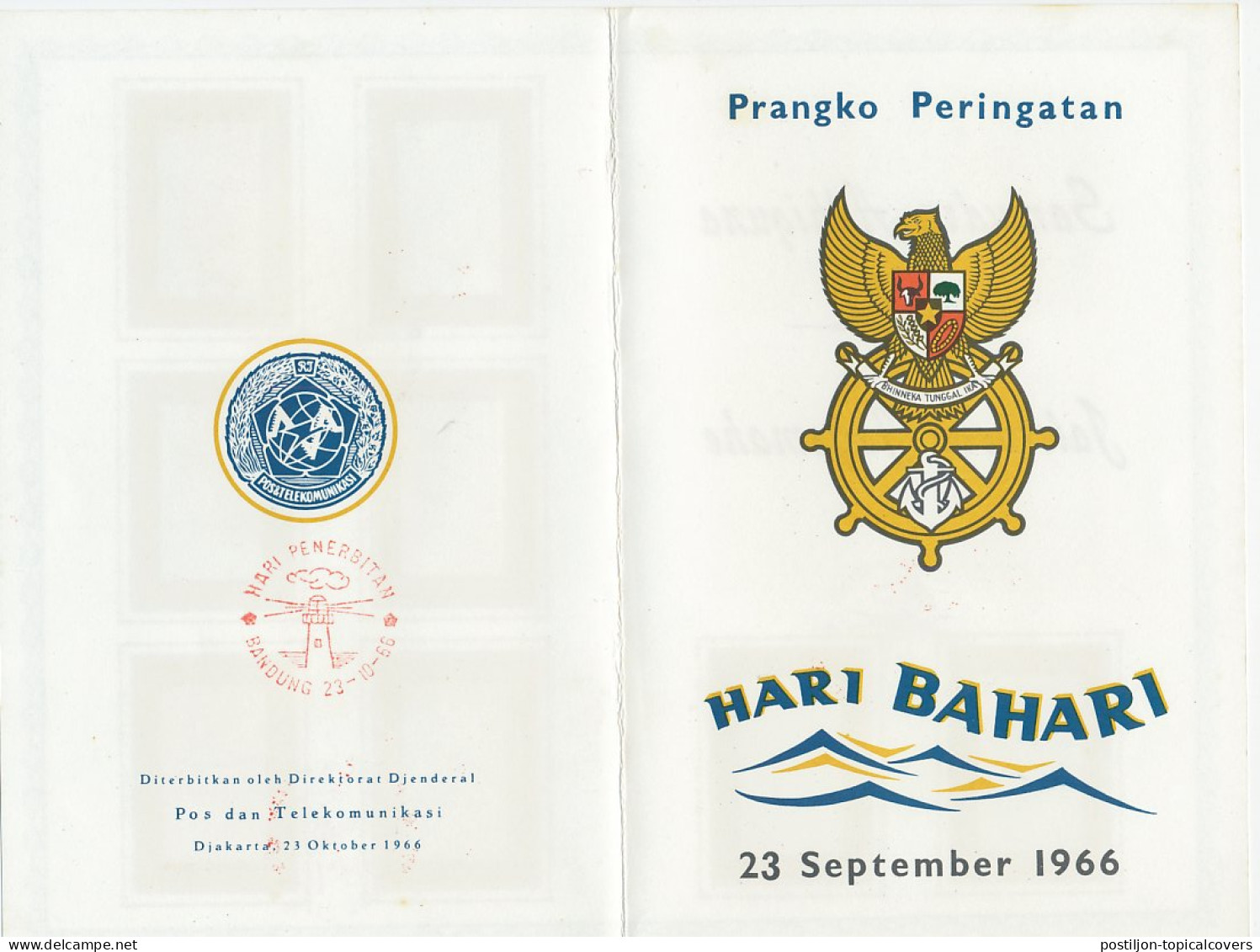 Map / Postmark Indonesia 1966 Lighthouse - Maritime Day - Fari