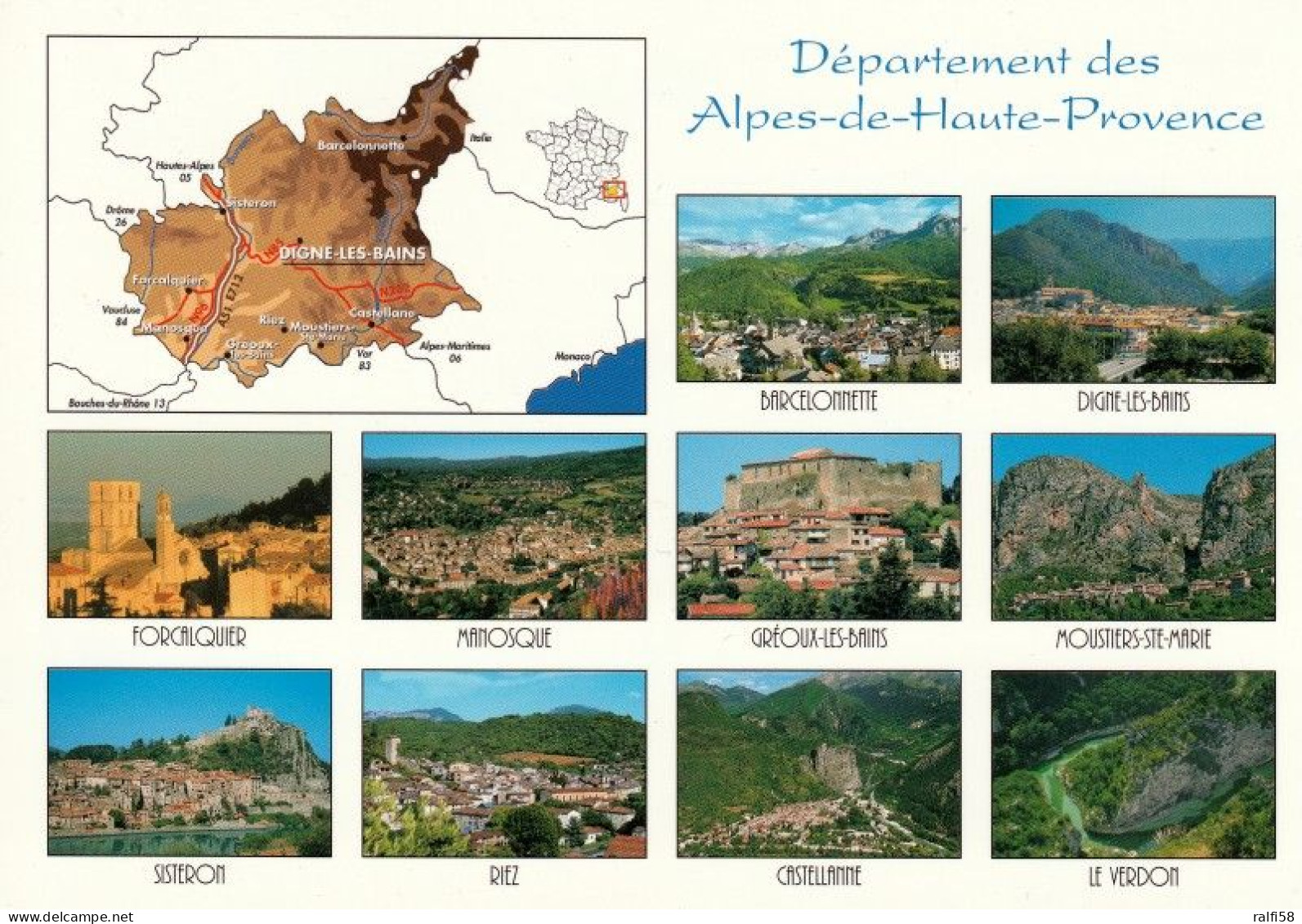 2 Map Of France * 2 Ansichtskarten Mit Der Landkarte - Département Alpes-de-Haute-Provence - Ordnungsnummer 04 * - Landkaarten