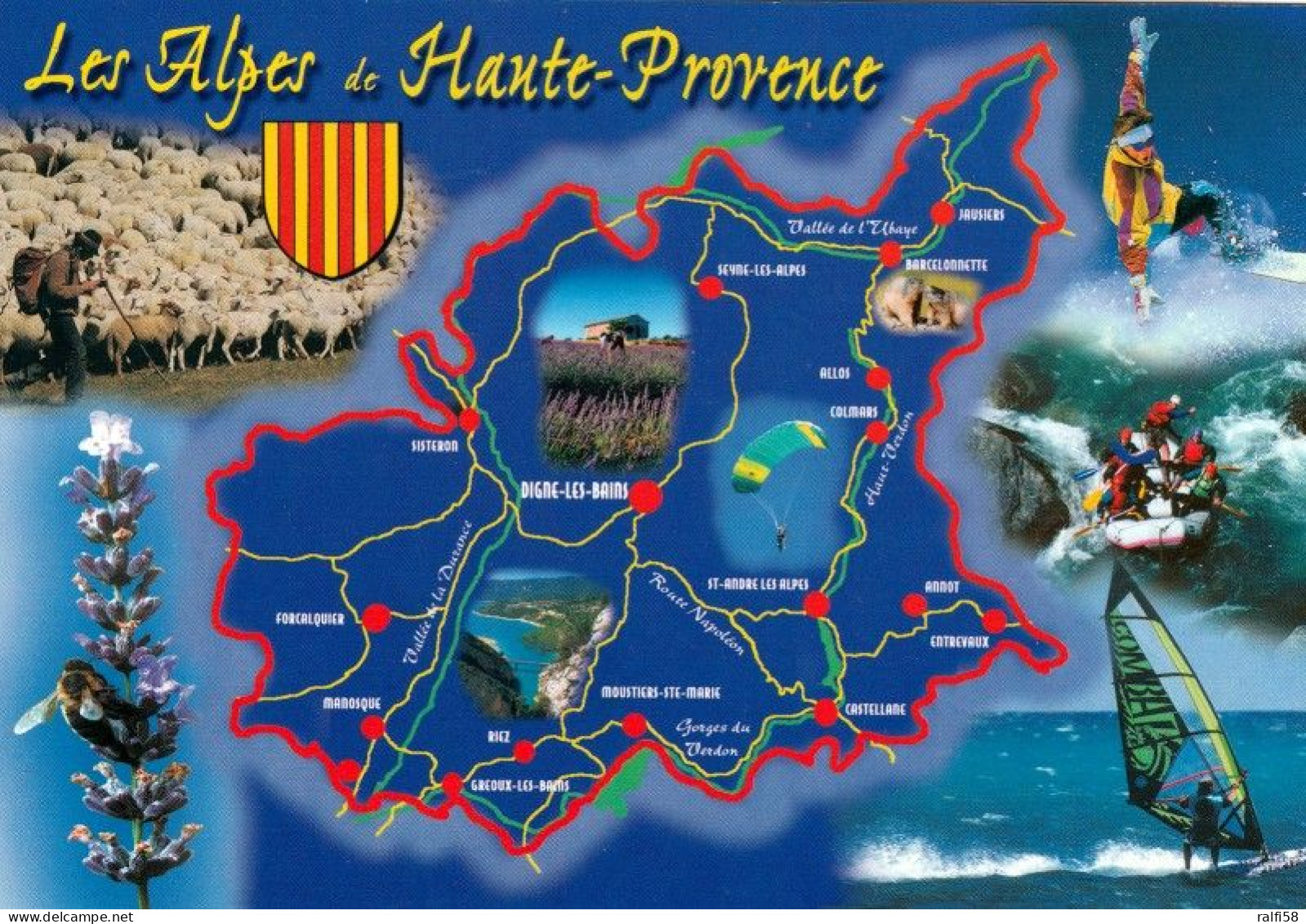 2 Map Of France * 2 Ansichtskarten Mit Der Landkarte - Département Alpes-de-Haute-Provence - Ordnungsnummer 04 * - Landkaarten