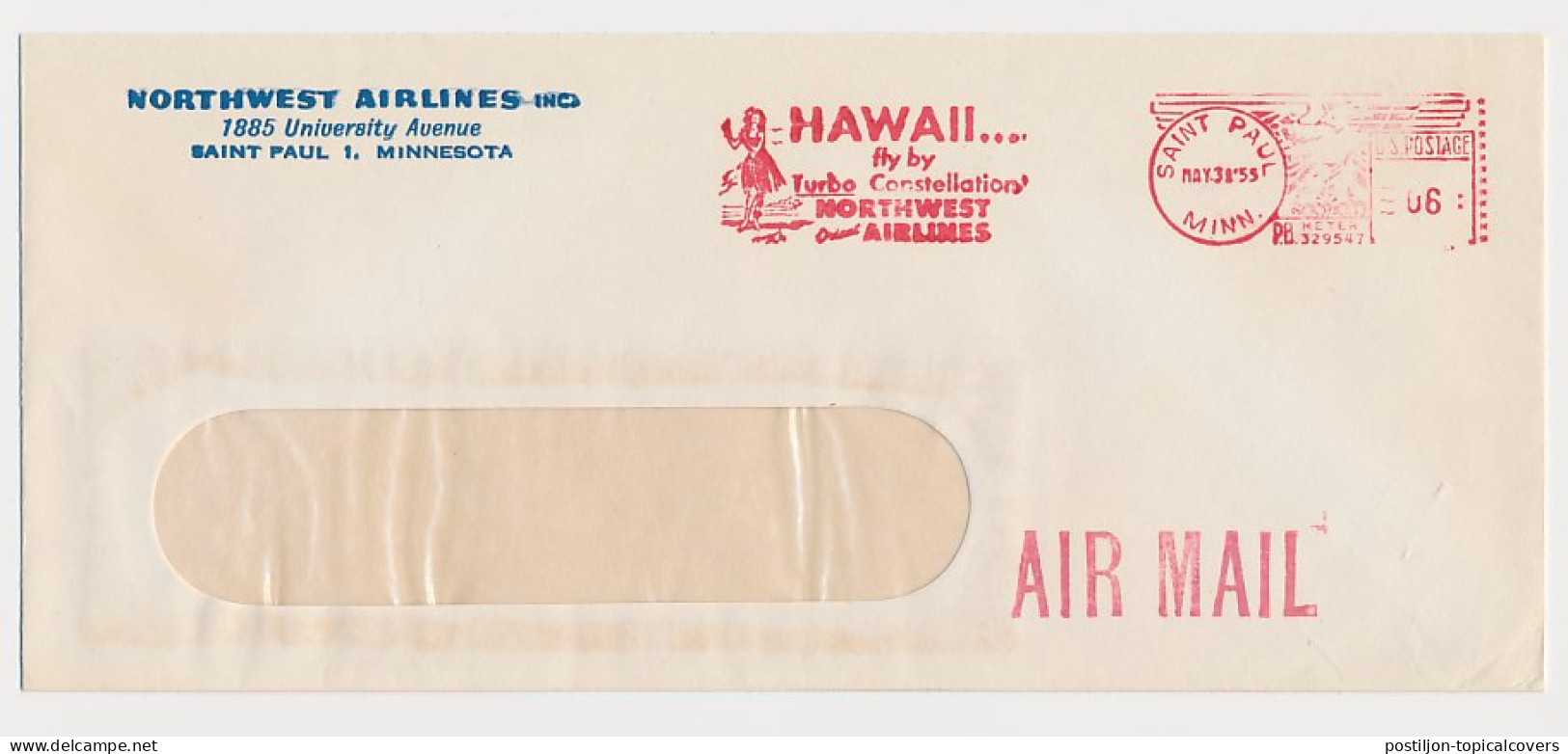 Meter Cover USA 1953 Hawaiian Hula Dance - Northwest Airlines - Danse