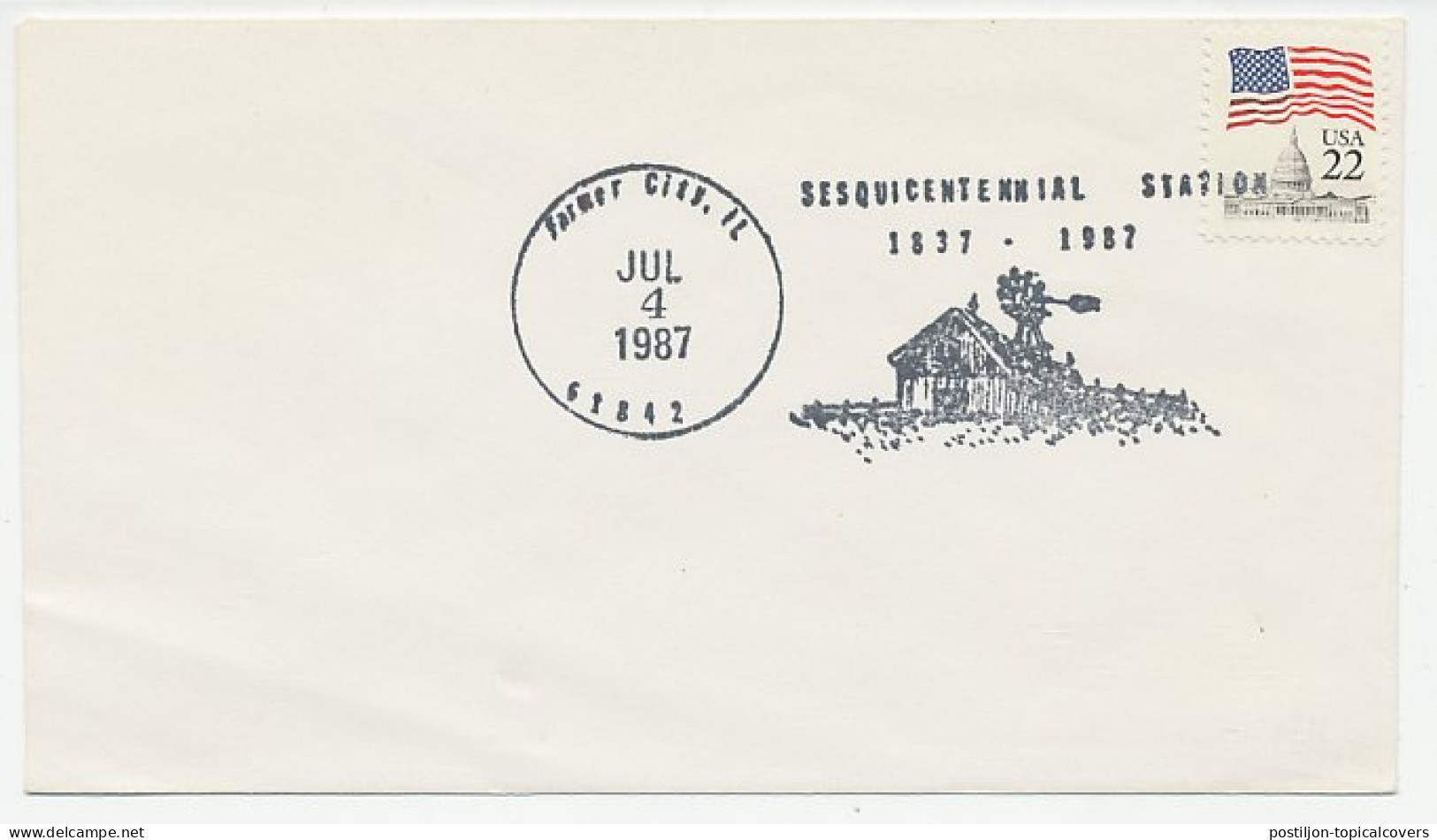 Cover / Postmark USA 1987 Windmill - Moulins