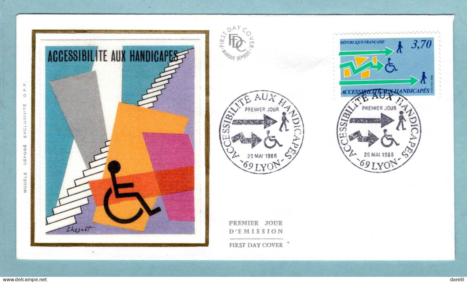 FDC France 1988 - Accessibilité Aux Handicapés - YT 2536 - 69 Lyon (soie) - 1980-1989