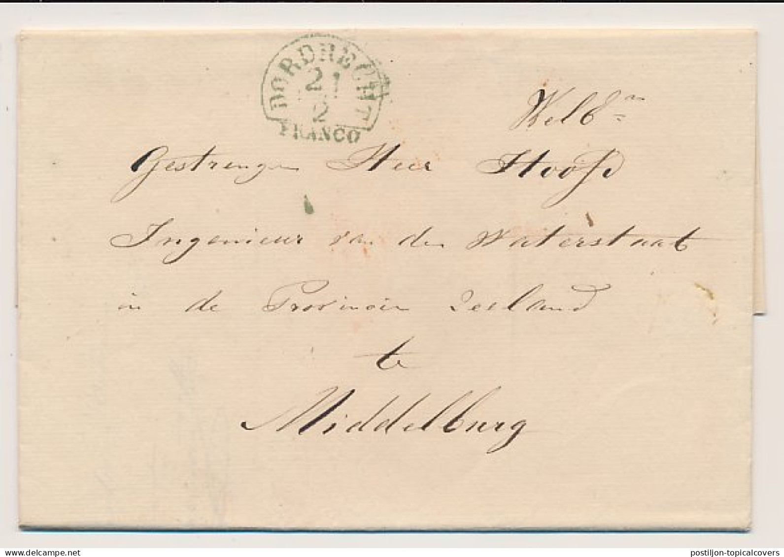 Halfrond-Francostempel Dordrecht - Middelburg 1849 - ...-1852 Vorläufer