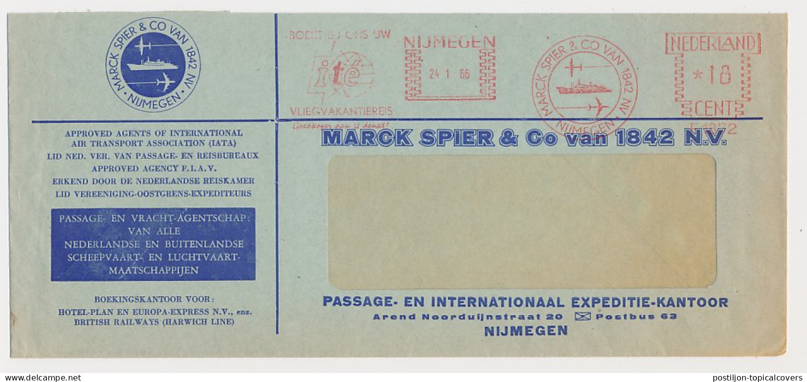 Meter Cover Netherlands 1966 Shipping Agency - Marck Spier Nijmegen - Boten