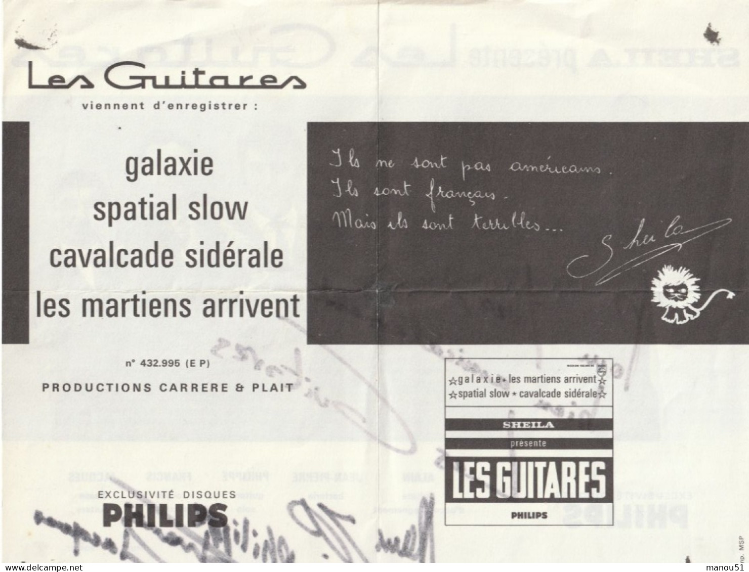 Artistes - SHEILA Et Les Guitares - 1 CP + 1 Affichette ( 21 X 27 ) Dédicacées - Artistes