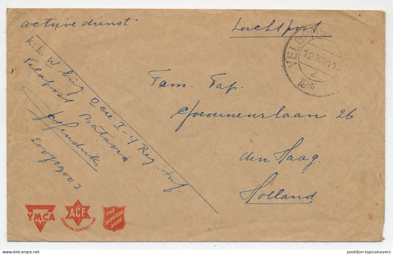 OAS Fieldpost Cover Batavia Neth. Indies 1946 - Salvation Army - India Holandeses