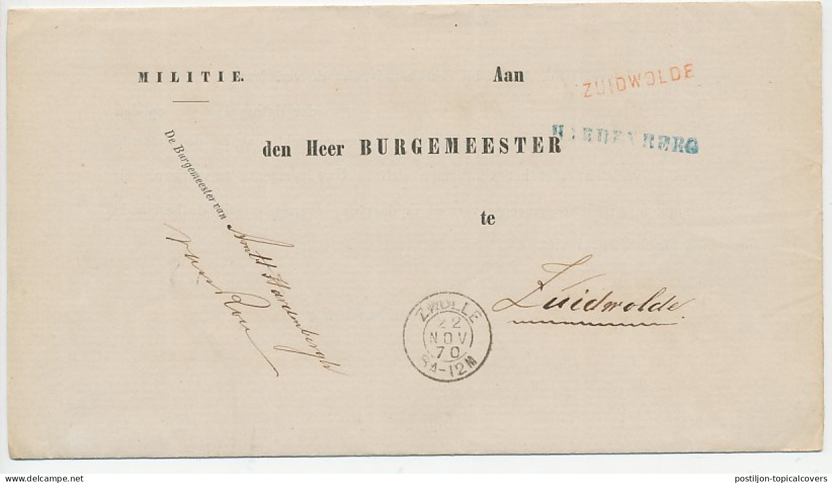 Naamstempel Hardenberg 1870  - Covers & Documents