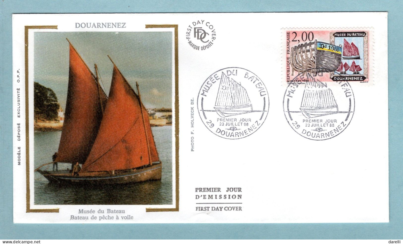 FDC France 1988 - Musée Du Bateau - YT 2545 - 29 Douarnenez (soie) - 1980-1989