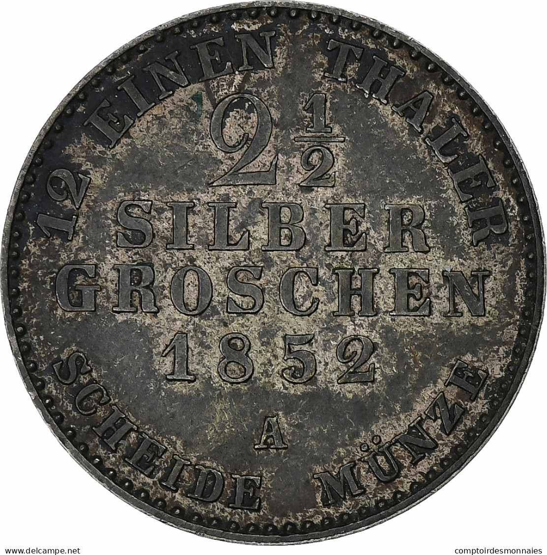 Allemagne, PRUSSIA, Friedrich Wilhelm IV, 2-1/2 Silber Groschen, 1852, Berlin - Piccole Monete & Altre Suddivisioni