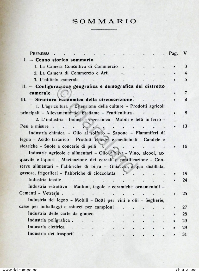 Camera Commercio Bari - Dati Sommari Su Struttura Economica Della Provincia 1924 - Autres & Non Classés