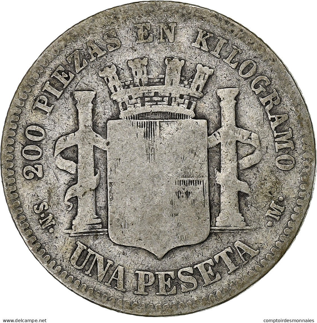 Espagne, Peseta, 1870, Argent, B+ - Primeras Acuñaciones