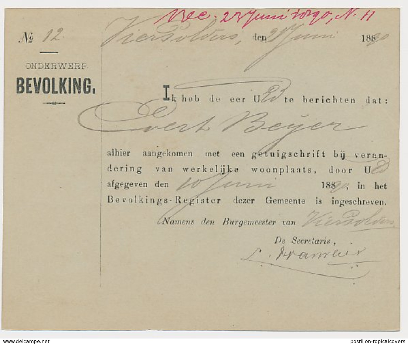 Vierpolders - Kleinrondstempel Heenvliet 1890 - Non Classés