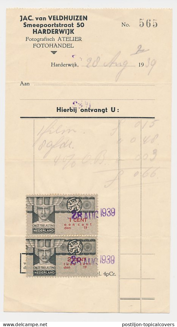 Omzetbelasting 1 CENT / 2 CENT - Harderwijk 1939 - Steuermarken