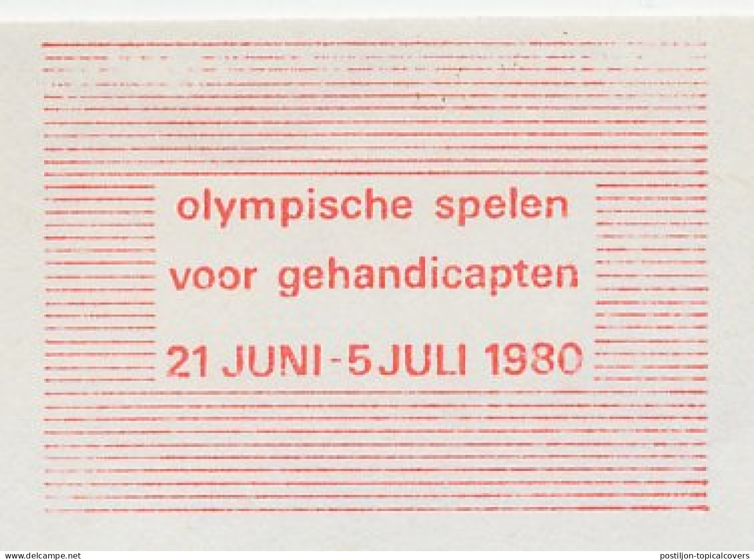 Meter Cut Netherlands 1980 VI Summer Paralympic Games 1980 The Netherlands - Handicap