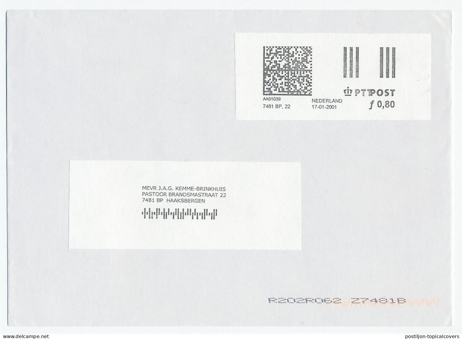 Test / Proof Digital Franking Machine Netherlands 2001  - Timbres De Distributeurs [ATM]