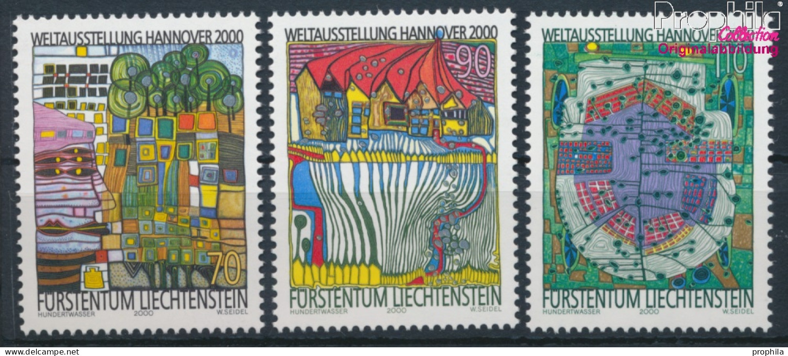 Liechtenstein 1235-1237 (kompl.Ausg.) Postfrisch 2000 Weltausstellung - Hundertwasser (10377420 - Nuevos