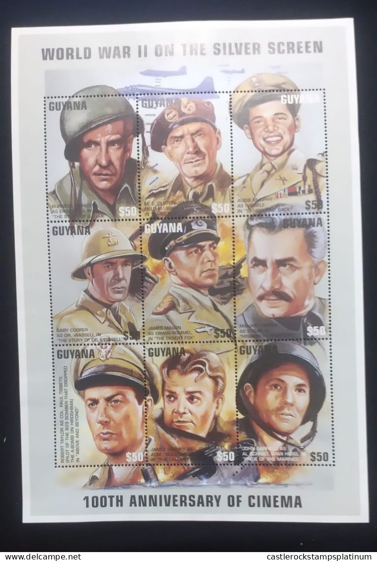 O) GUYANA, WORLD WAR II ON THE SILVER SCREEN, CINEMA, MNH - Guiana (1966-...)