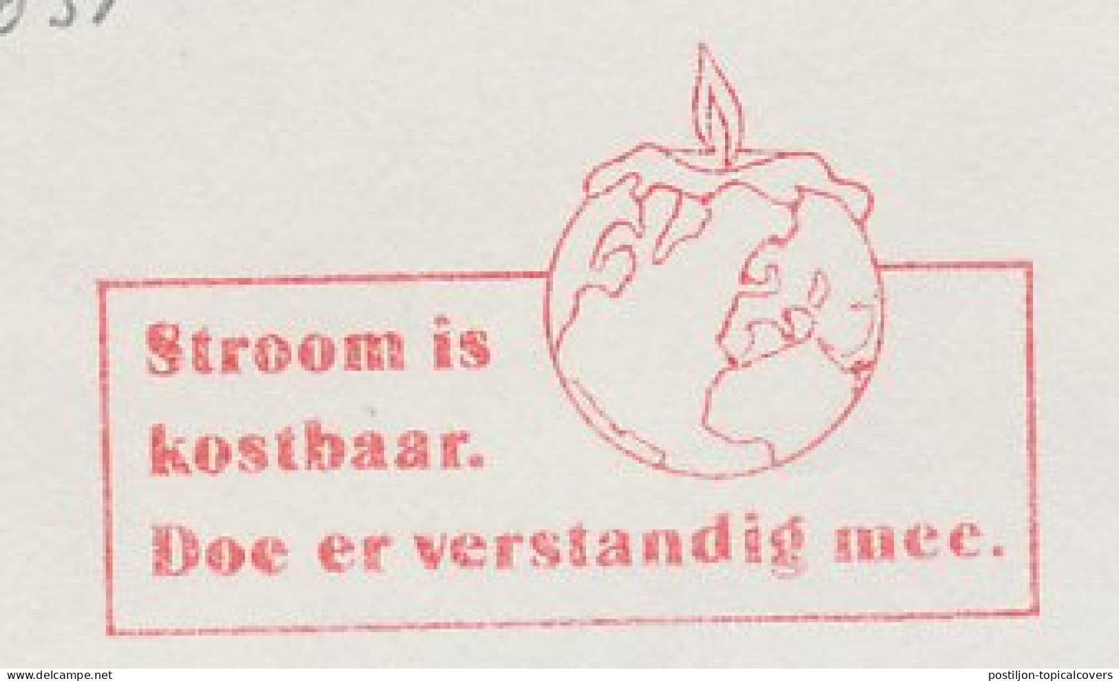 Meter Cut Netherlands 1979 Electricity Is Costly - Be Wise About It - Globe - Candle - Electricité