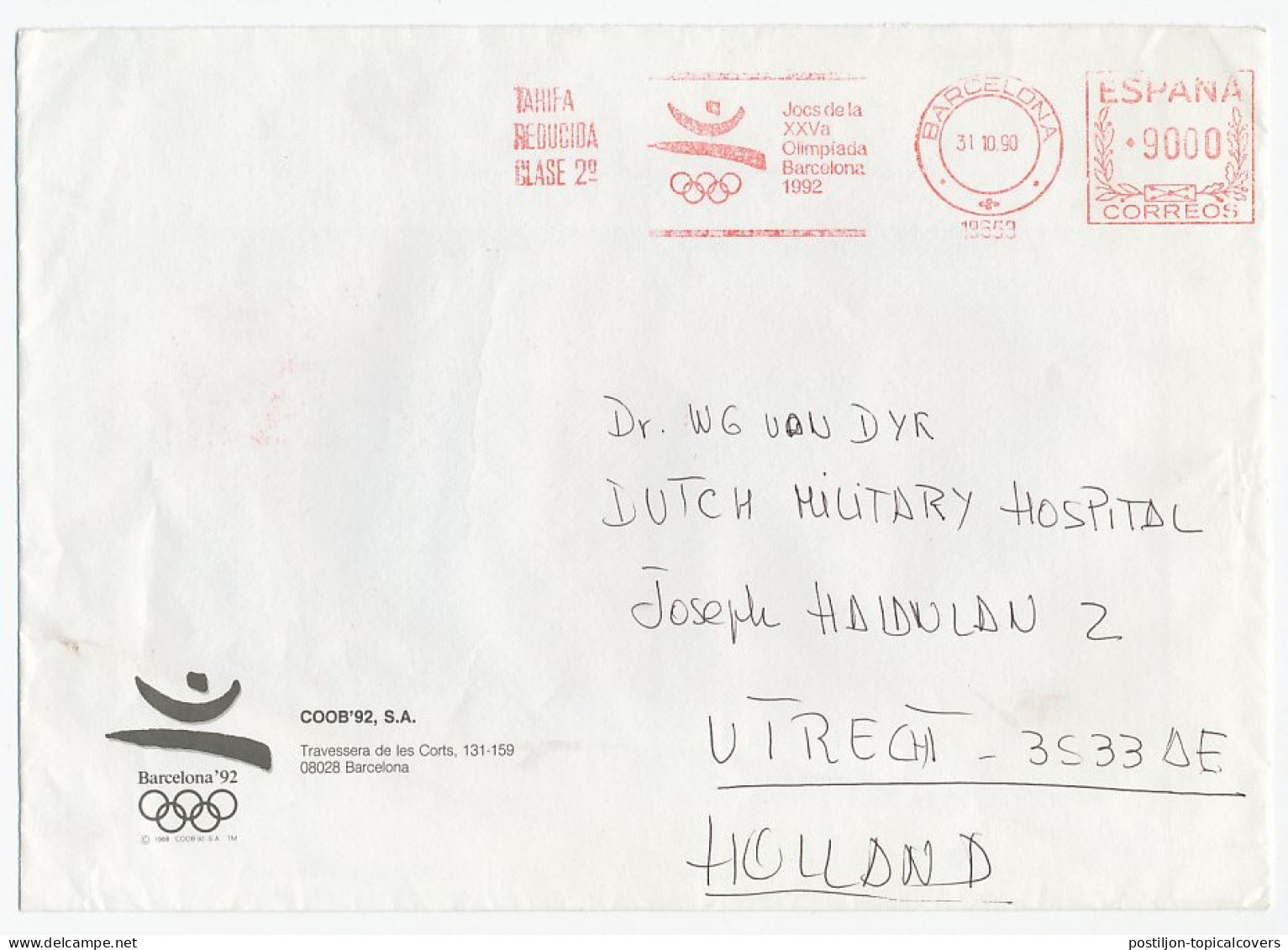 Meter Cover Spain 1990 Olympic Games Barcelona 1992 - Other & Unclassified